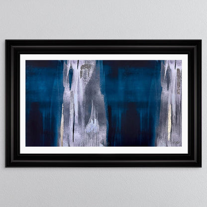 Teal Abstract with White Mount Framed Wall Art