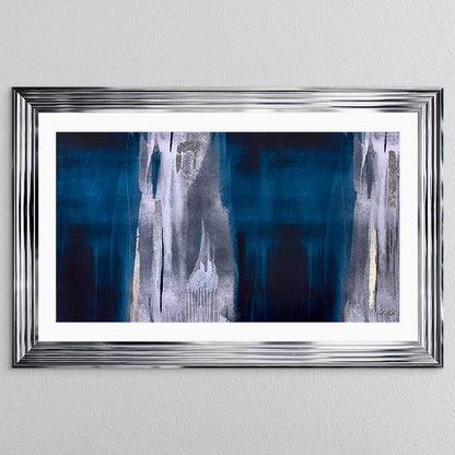 Teal Abstract with White Mount Framed Wall Art