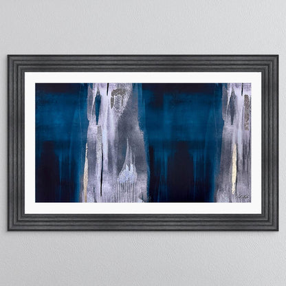 Teal Abstract with White Mount Framed Wall Art