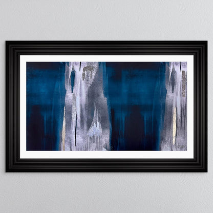 Teal Abstract with White Mount Framed Wall Art