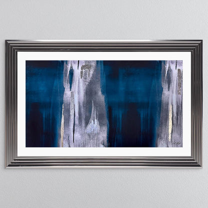 Teal Abstract with White Mount Framed Wall Art