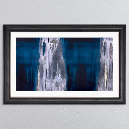 Teal Abstract with White Mount Framed Wall Art