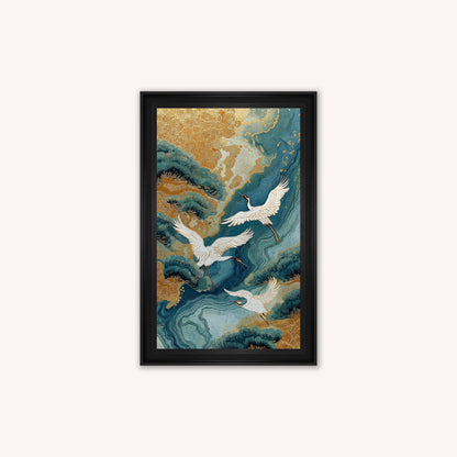 Teal River Crane 1 Framed Wall Art
