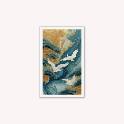 Teal River Crane 1 Framed Wall Art