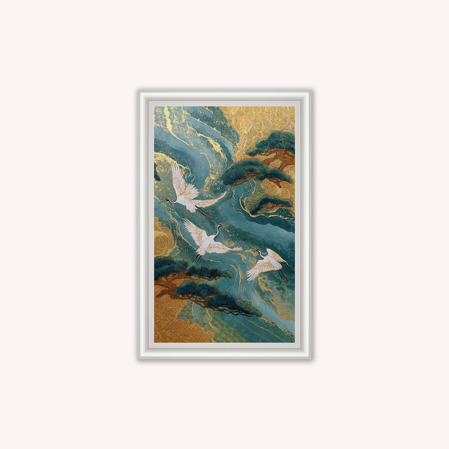 Teal River Crane 2 Framed Wall Art