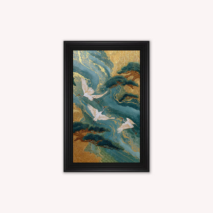 Teal River Crane 2 Framed Wall Art