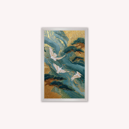 Teal River Crane 2 Framed Wall Art