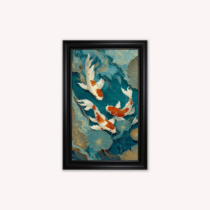 Teal River Koi 1 Framed Wall Art