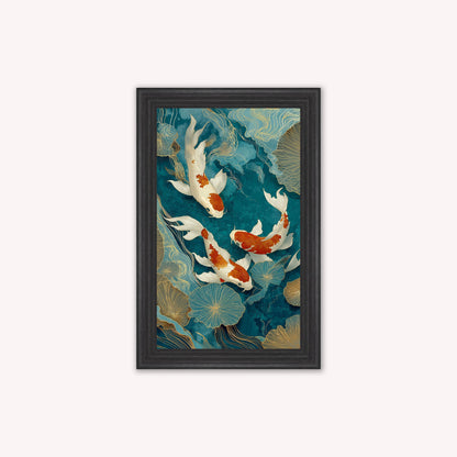 Teal River Koi 1 Framed Wall Art