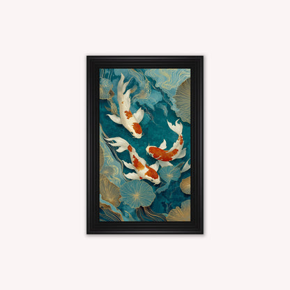 Teal River Koi 1 Framed Wall Art