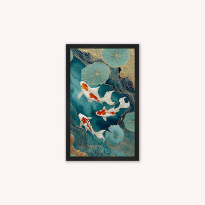Teal River Koi 2 Framed Wall Art