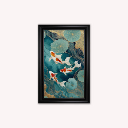 Teal River Koi 2 Framed Wall Art