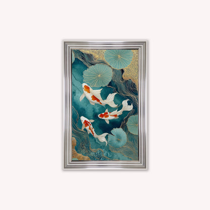 Teal River Koi 2 Framed Wall Art