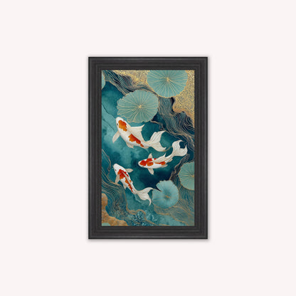 Teal River Koi 2 Framed Wall Art