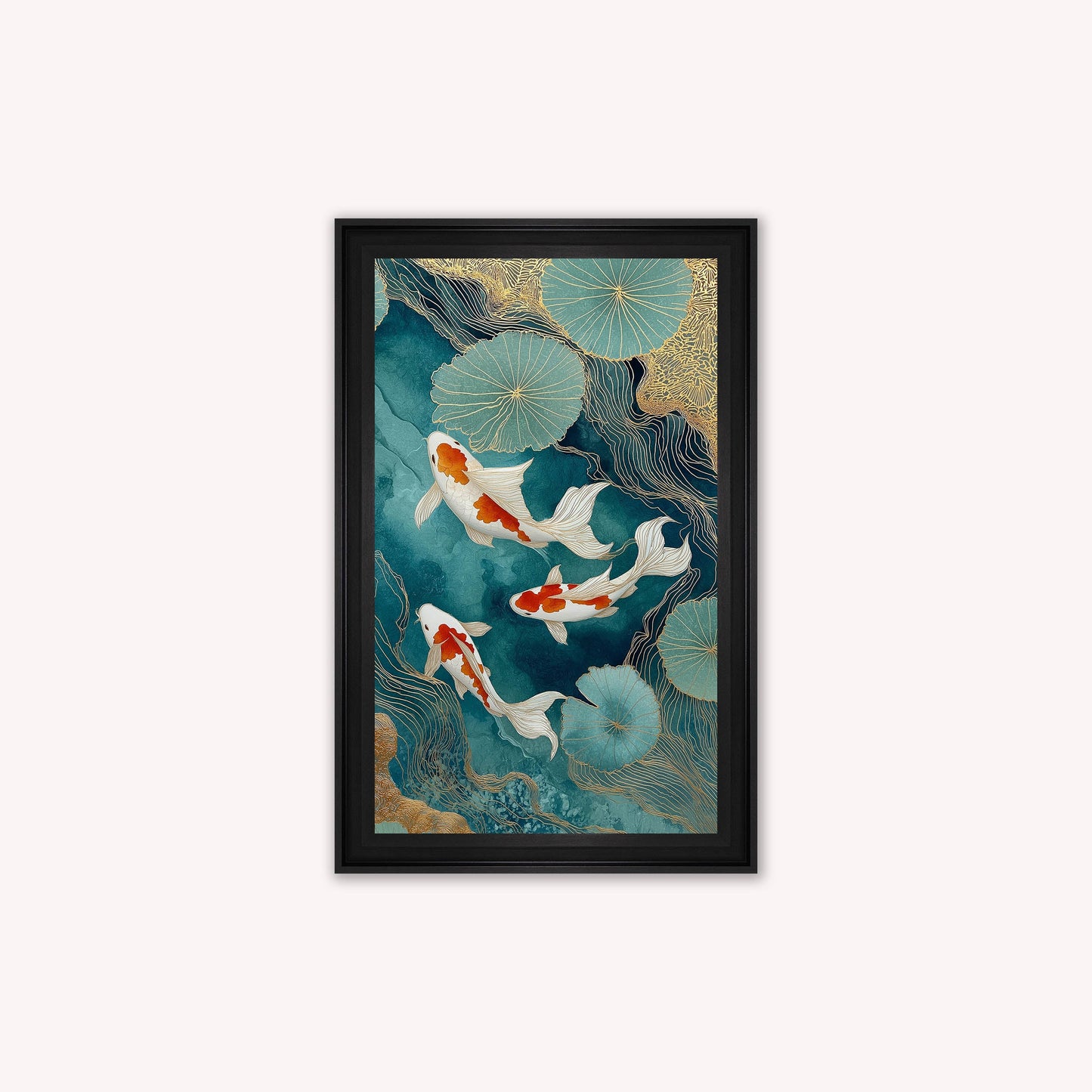 Teal River Koi 2 Framed Wall Art