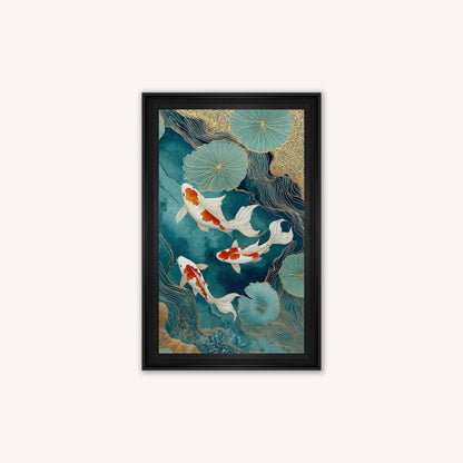 Teal River Koi 2 Framed Wall Art