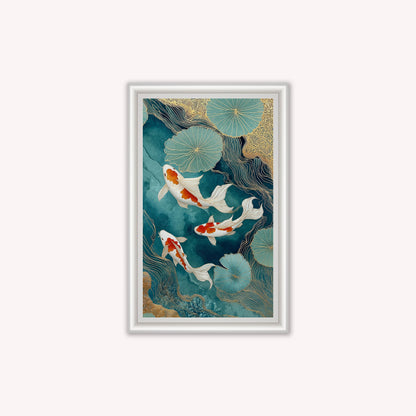 Teal River Koi 2 Framed Wall Art
