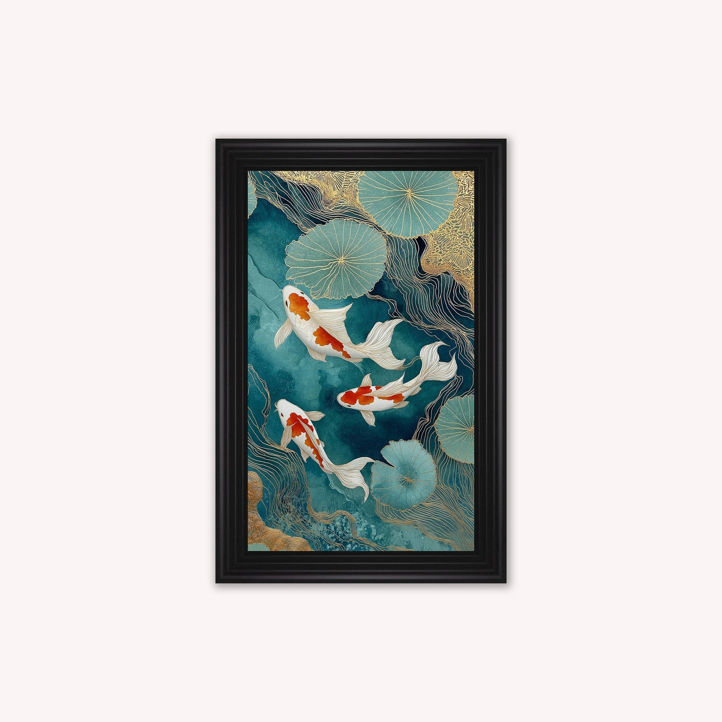 Teal River Koi 2 Framed Wall Art
