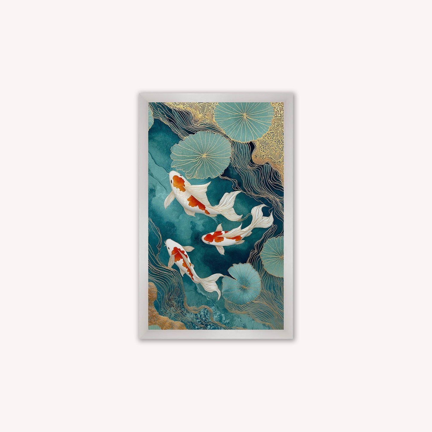 Teal River Koi 2 Framed Wall Art
