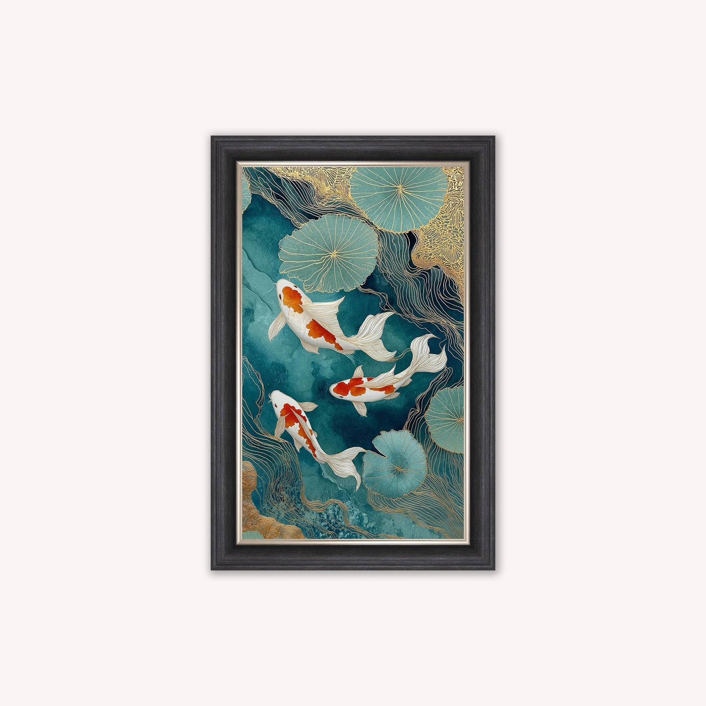 Teal River Koi 2 Framed Wall Art
