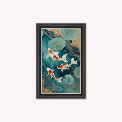 Teal River Koi 2 Framed Wall Art