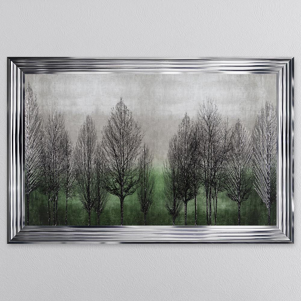 Green Tree Line Framed Wall Art