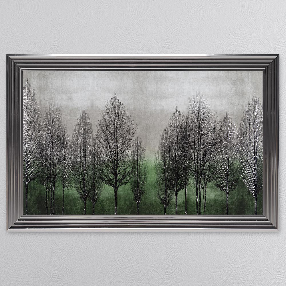 Green Tree Line Framed Wall Art