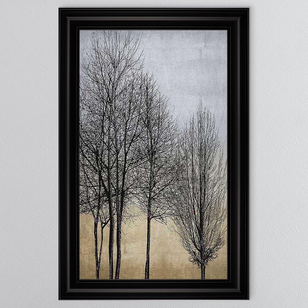 Trees On Gold & Silver 1 Framed Wall Art