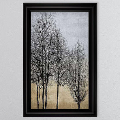Trees On Gold & Silver 1 Framed Wall Art