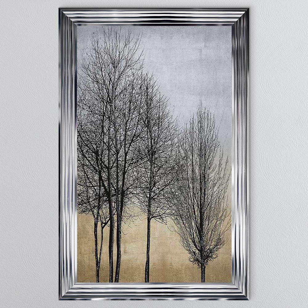 Trees On Gold & Silver 1 Framed Wall Art