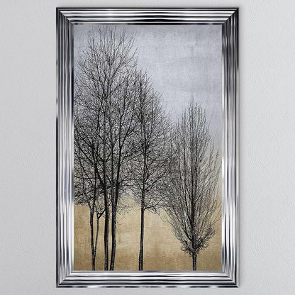 Trees On Gold & Silver 1 Framed Wall Art