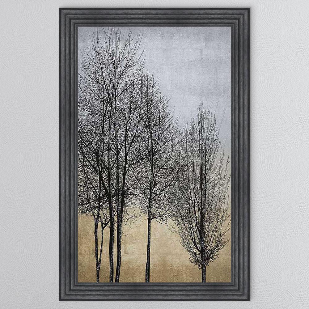 Trees On Gold & Silver 1 Framed Wall Art