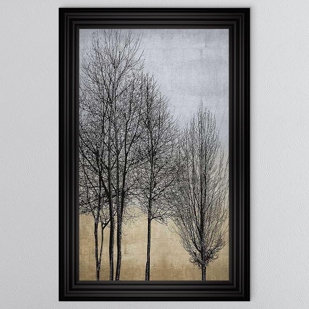 Trees On Gold & Silver 1 Framed Wall Art