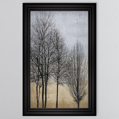 Trees On Gold & Silver 1 Framed Wall Art