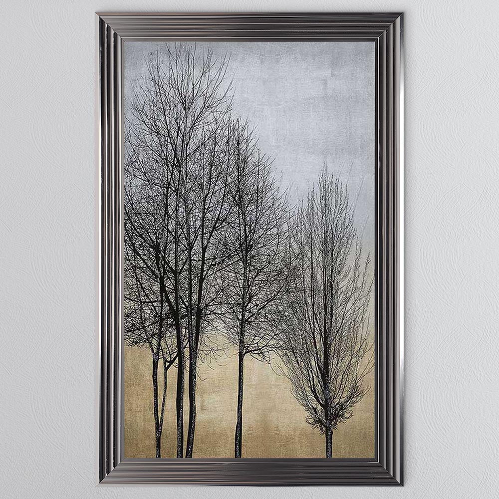 Trees On Gold & Silver 1 Framed Wall Art