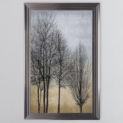 Trees On Gold & Silver 1 Framed Wall Art