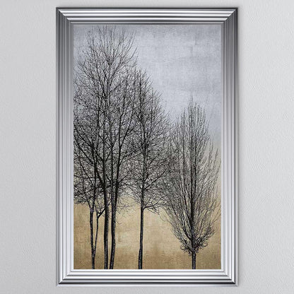 Trees On Gold & Silver 1 Framed Wall Art