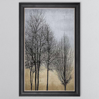 Trees On Gold & Silver 1 Framed Wall Art