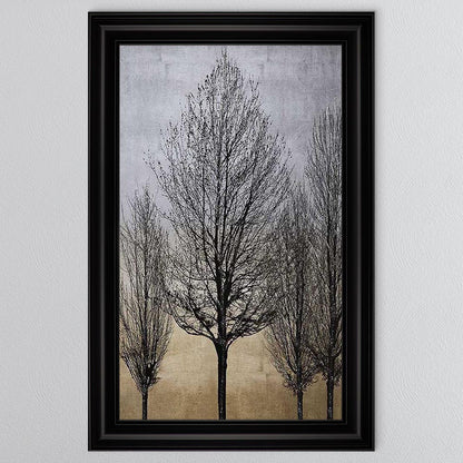Trees On Gold & Silver 2 Framed Wall Art