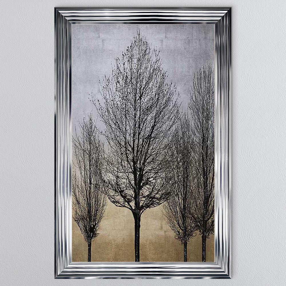 Trees On Gold & Silver 2 Framed Wall Art