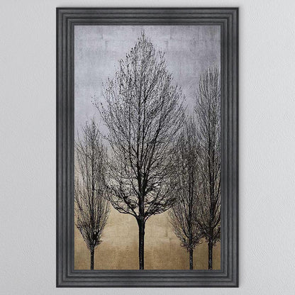 Trees On Gold & Silver 2 Framed Wall Art