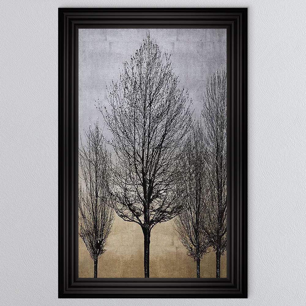 Trees On Gold & Silver 2 Framed Wall Art