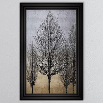 Trees On Gold & Silver 2 Framed Wall Art
