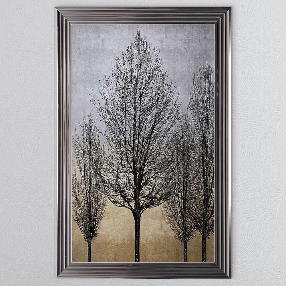 Trees On Gold & Silver 2 Framed Wall Art