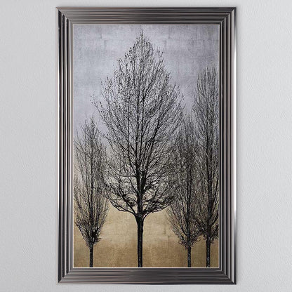 Trees On Gold & Silver 2 Framed Wall Art