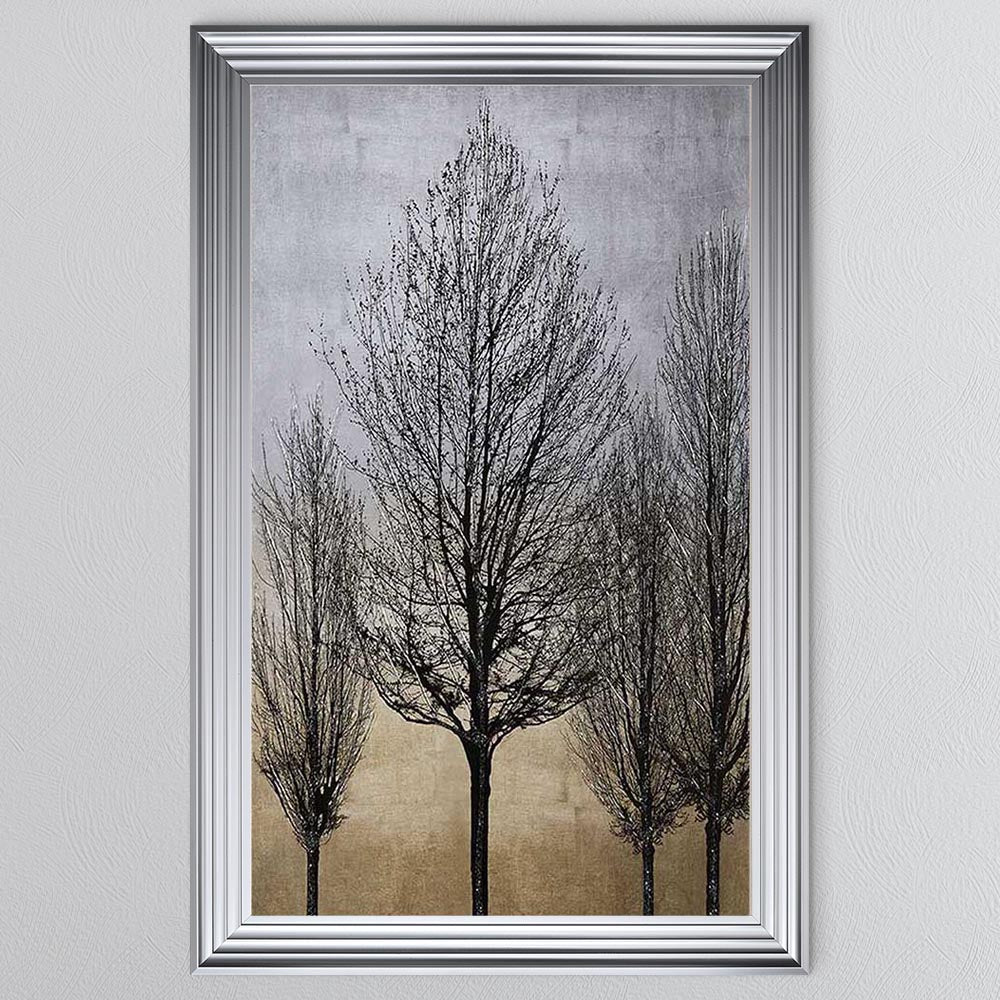 Trees On Gold & Silver 2 Framed Wall Art