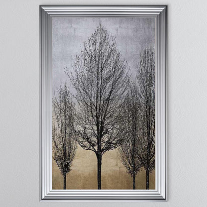 Trees On Gold & Silver 2 Framed Wall Art