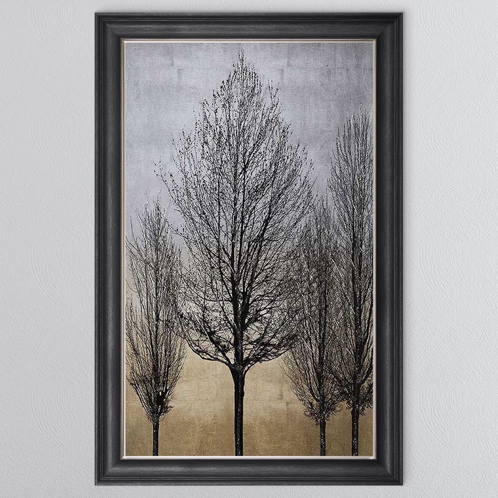 Trees On Gold & Silver 2 Framed Wall Art