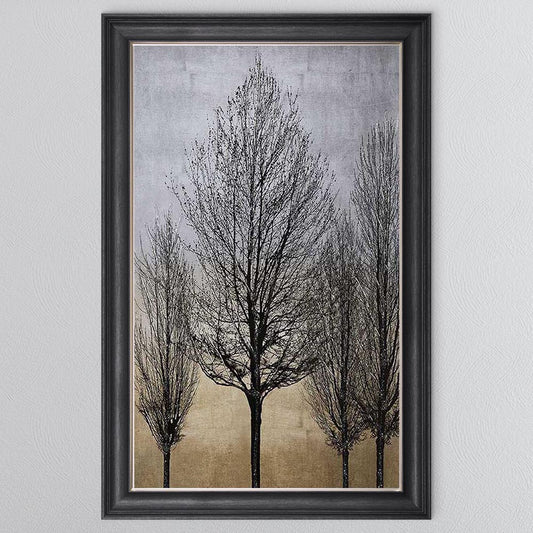 Trees On Gold & Silver 2 Framed Wall Art