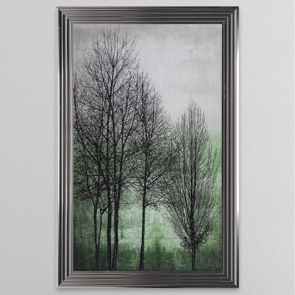 Trees On Green 1 Framed Wall Art